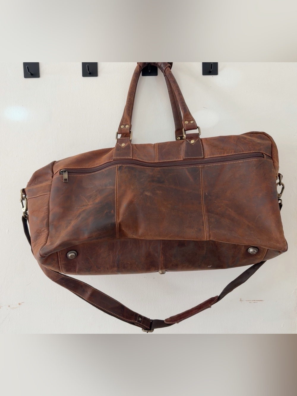 Classic Brown Leather Weekender Bag - Men